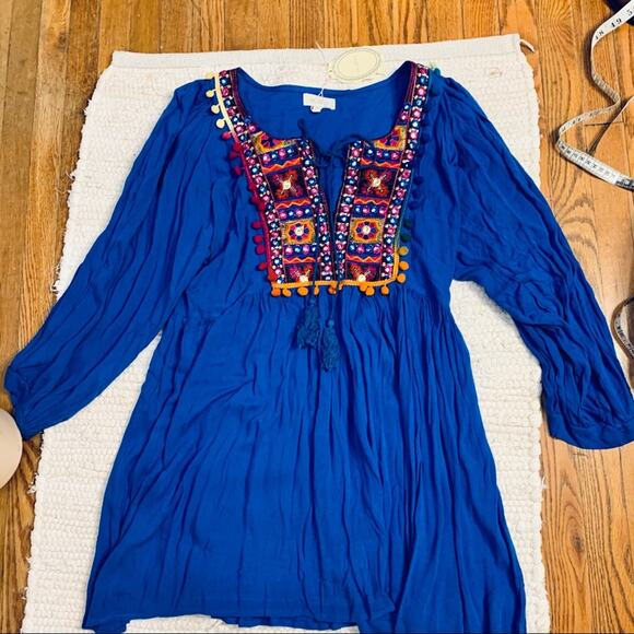 NWT BOHO GYPSY BANJARA EMBROIDERED PEASANT DRESS S - Picture 2 of 13